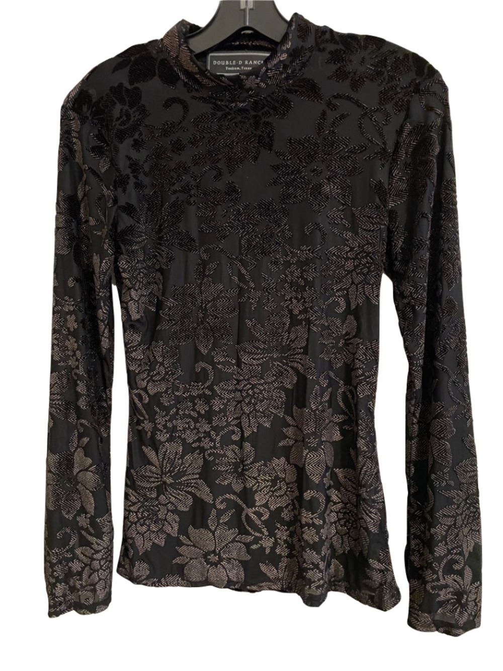 Double D Ranch Burnout Velvet Metallic Romantic Sheer Whimsigoth Grunge Top